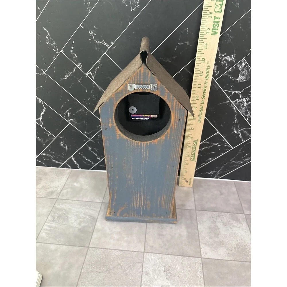 Rustic Wood Wall Or Desktop Clock Bird House Looks & Works Great